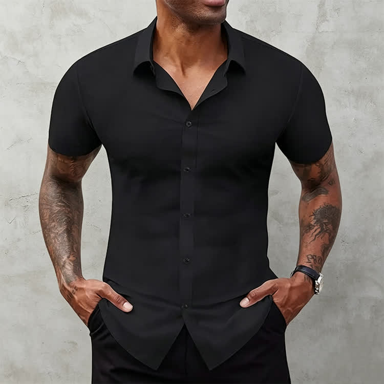 Gentle Office Man High Elasticity Non-iron Short-sleeve Thin Shirt - image 2