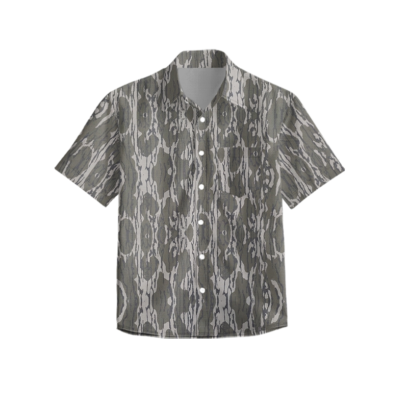 Vintage Camo Print Camp-collar Shirt - Army Green - 6XL - image 1