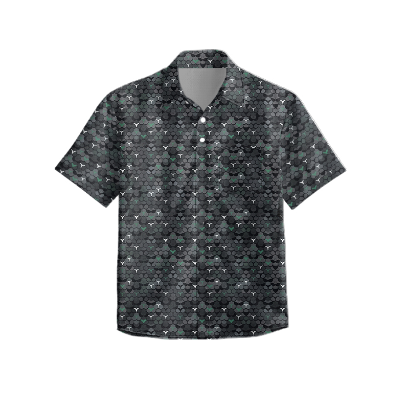 Men’s Dark Scale Pattern Polo Shirt  - Dark Green - 4XL - image 1