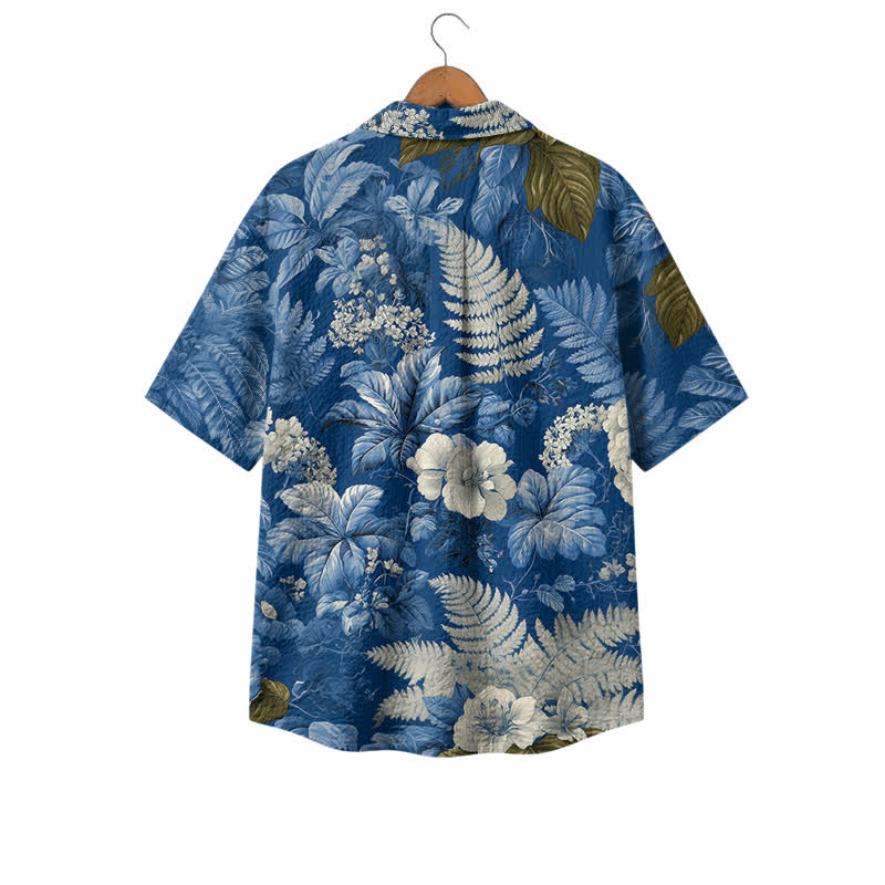 Men's Blue Botanical Print Camp Shirt – Premium Tropical Short Sleeve Shirt for Resort & Weekend Wear - image 2