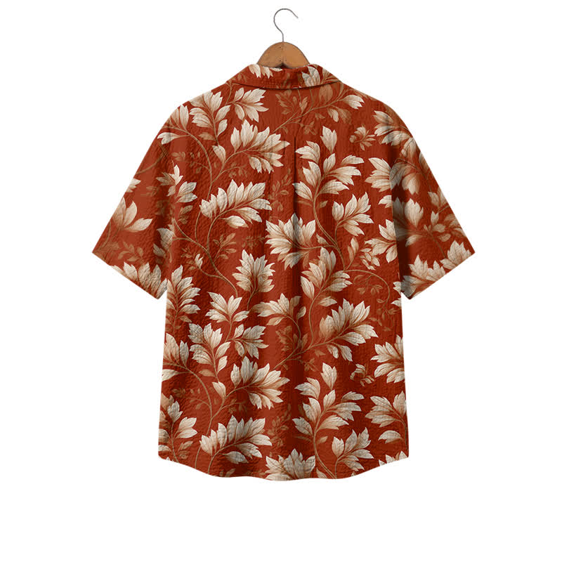 Men's Vintage Botanical Camp Shirt – Premium Rust Floral Short Sleeve Shirt for Resort & Weekend Wear - image 2
