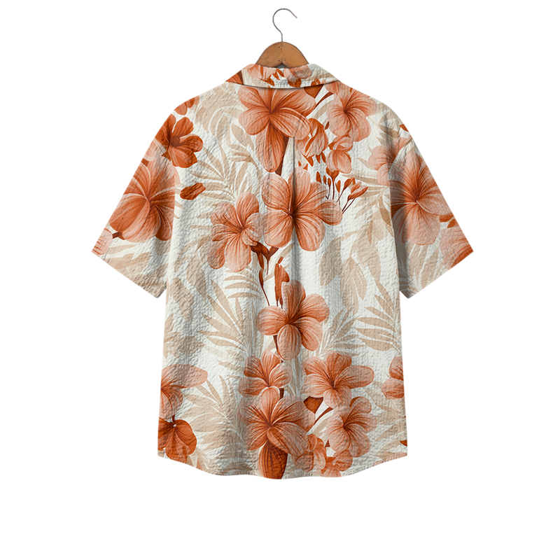 Casual Tropical Floral Cuban Collar Shirt - image 2