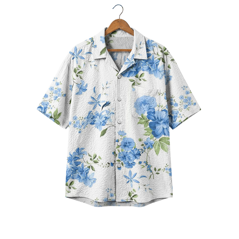 Island Breeze Tropical Print Short Sleeve Cuban Collar Shirt - White - 4XL - image 1