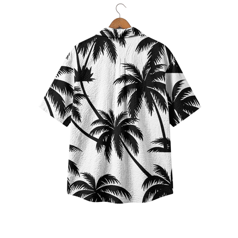 Vacation Tropical Palm Print Cuban Collar Shirt - image 2