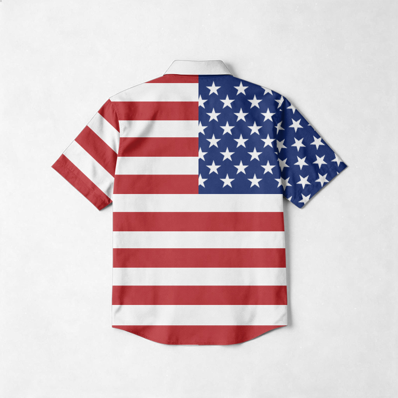 Cotton Classic Stars and Stripes Button Up Lapel Shirt - image 2