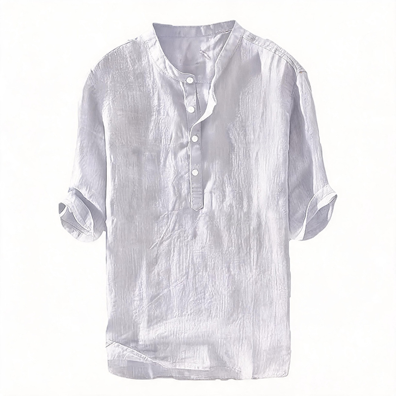Men's Short Sleeve Button Up Summer Henley Shirt - White - 6XL - image 2