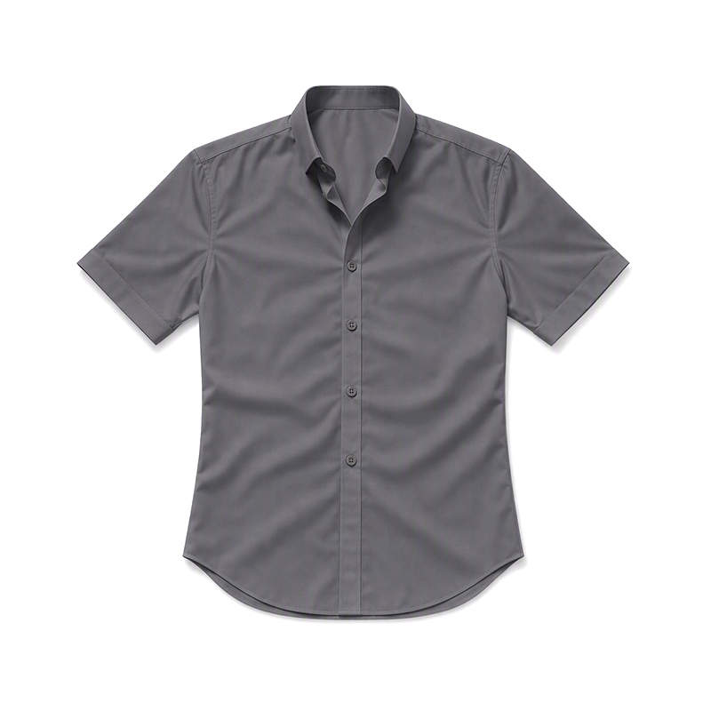 Men's Business Solid Color Short Sleeve Button Up Shirt  - Grey - 5XL - image 1