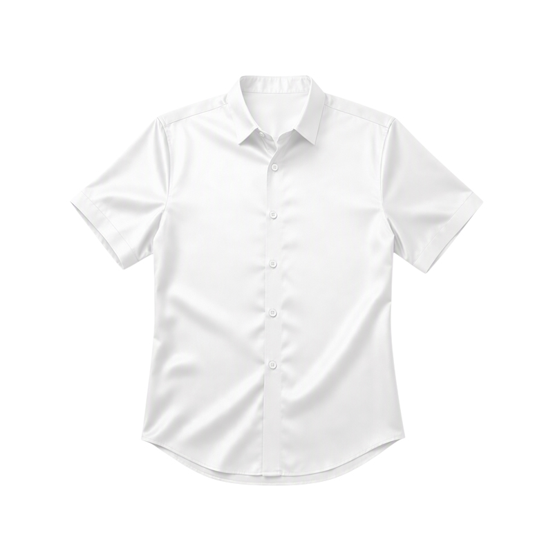 Men's Solid Color Stretch Short Sleeve Button Up Business Casual Shirt - White - 5XL - image 5