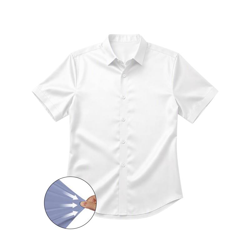 Men's Solid Color Stretch Short Sleeve Button Up Business Casual Shirt - image 2
