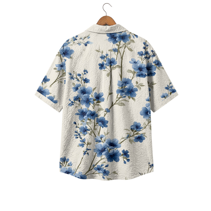 Summer Tide Blue Floral Cuban Collar Shirt - image 2