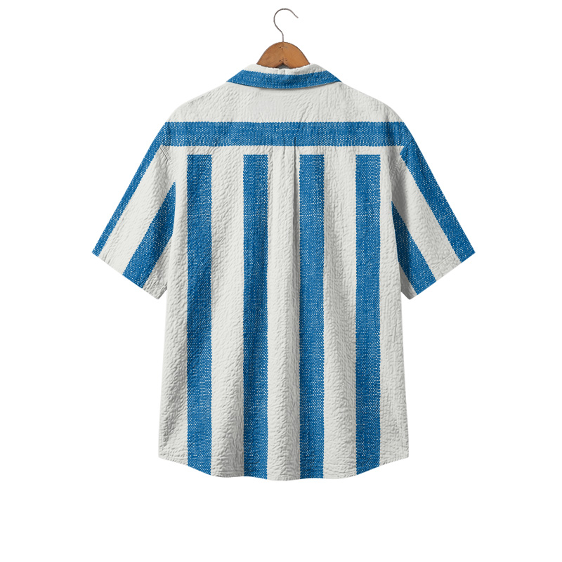 Coastal Blue Stripe Cuban Collar Shirt - image 2