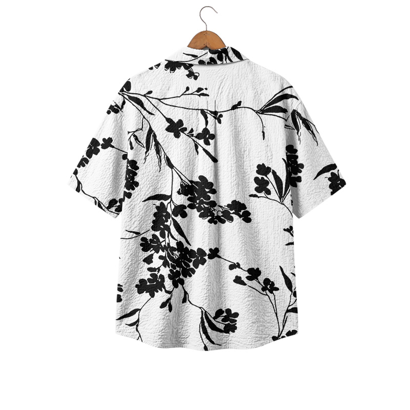 Vintage Tropical Branch Cuban Collar Button Shirt - image 3