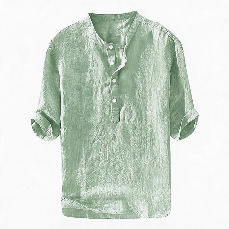Men's Short Sleeve Button Up Summer Henley Shirt - Light Green - 6XL - image 11