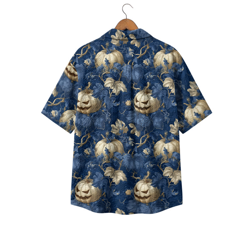 Casufit Vintage Halloween Pumpkin Print Camp Shirt for Men - image 2