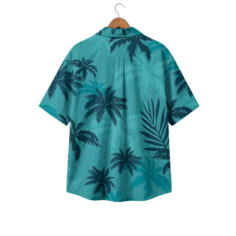 Tropical Palm Print Cuban Collar Aloha Shirt - image 2