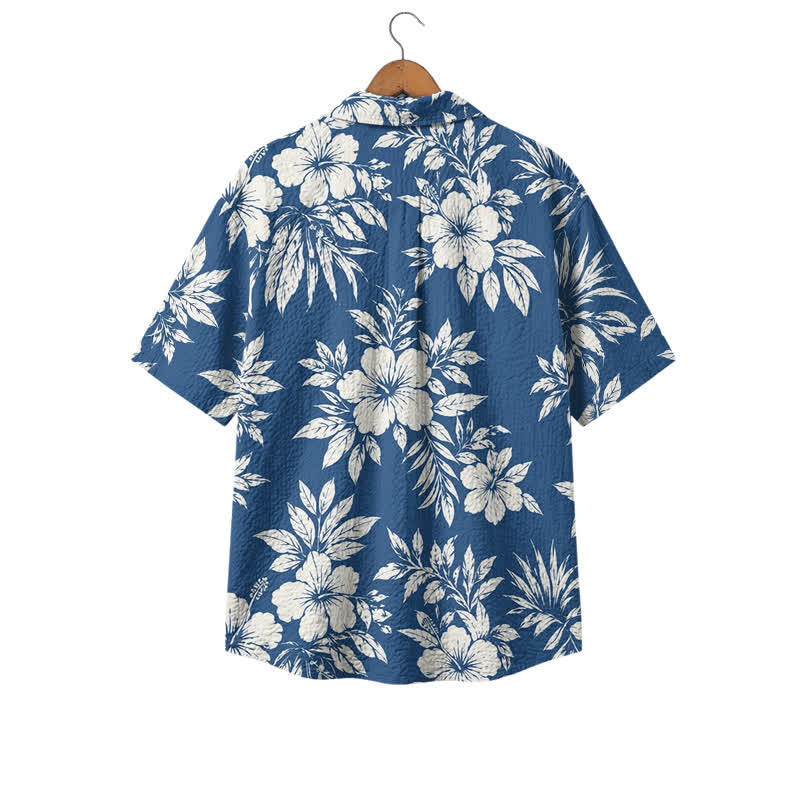 Men's Blue Floral Hawaiian Shirt – Short Sleeve Tropical Camp Shirt - image 2