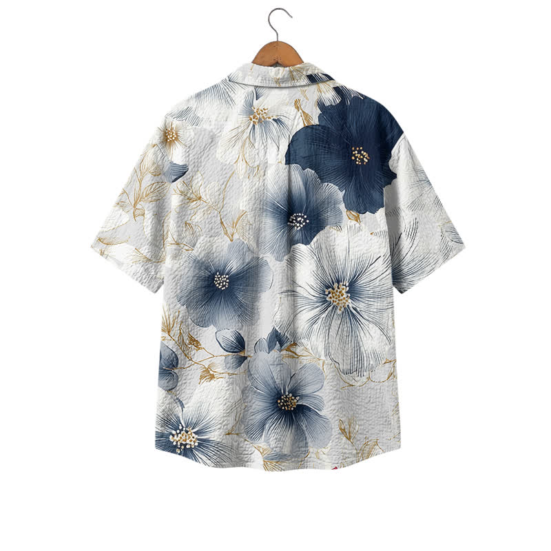 Men's Navy Floral Hawaiian Shirt – Short Sleeve Tropical Camp Shirt - image 2