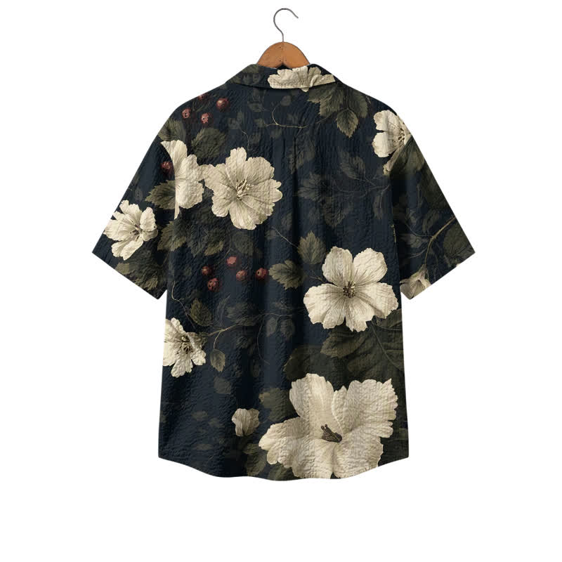 Men's Dark Floral Hawaiian Shirt – Short Sleeve Tropical Camp Shirt - image 2