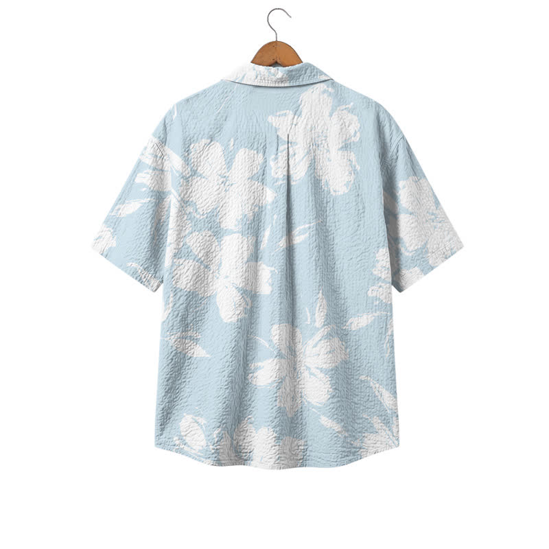 Men's Light Blue Floral Hawaiian Shirt – Short Sleeve Casual Camp Shirt - image 2
