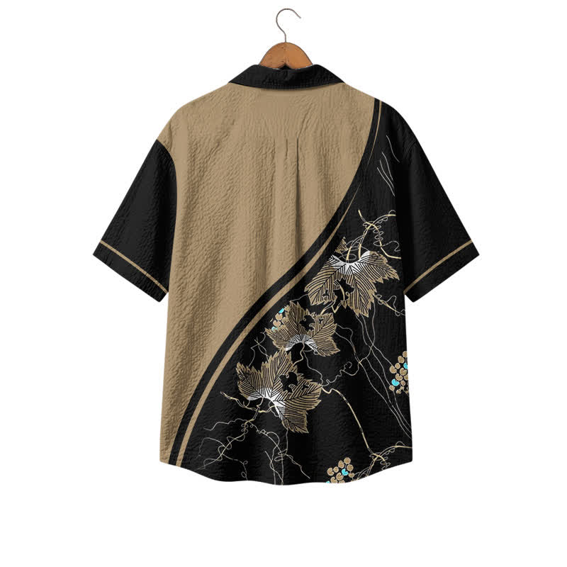 Men's Khaki & Black Floral Hawaiian Shirt – Short Sleeve Camp Shirt - image 2