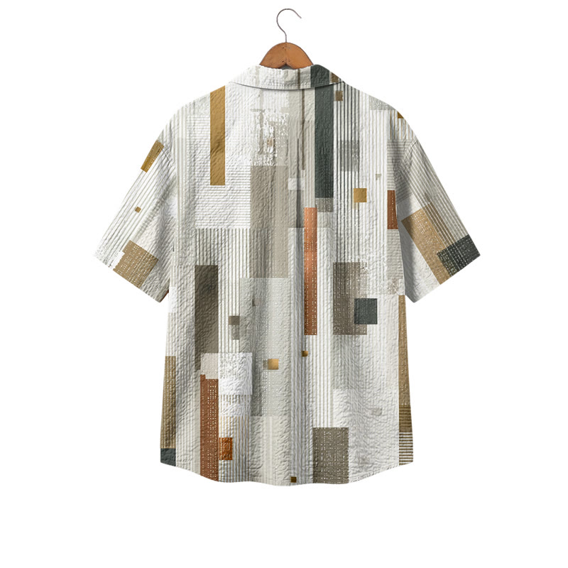 Men's Geometric Print Camp Shirt, Short Sleeve Button Down Shirt, Casual Hawaiian Shirt for Summer Vacation, Beach & Daily Wear - image 2