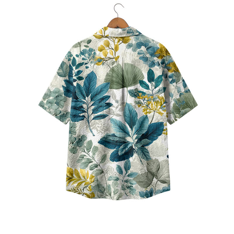 Men's Tropical Leaf Print Short Sleeve Shirt, Botanical Button Down Hawaiian Camp Shirt, Casual Summer Beach Wear - image 2