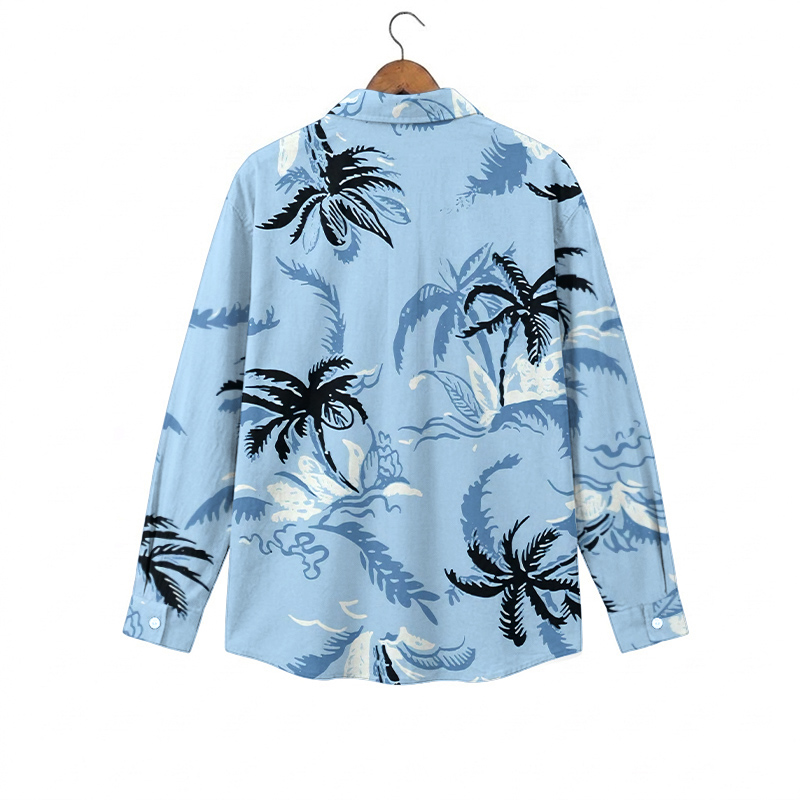 Sunset Shore Aloha Wave Print Pocket Long Sleeve Shirt - image 2