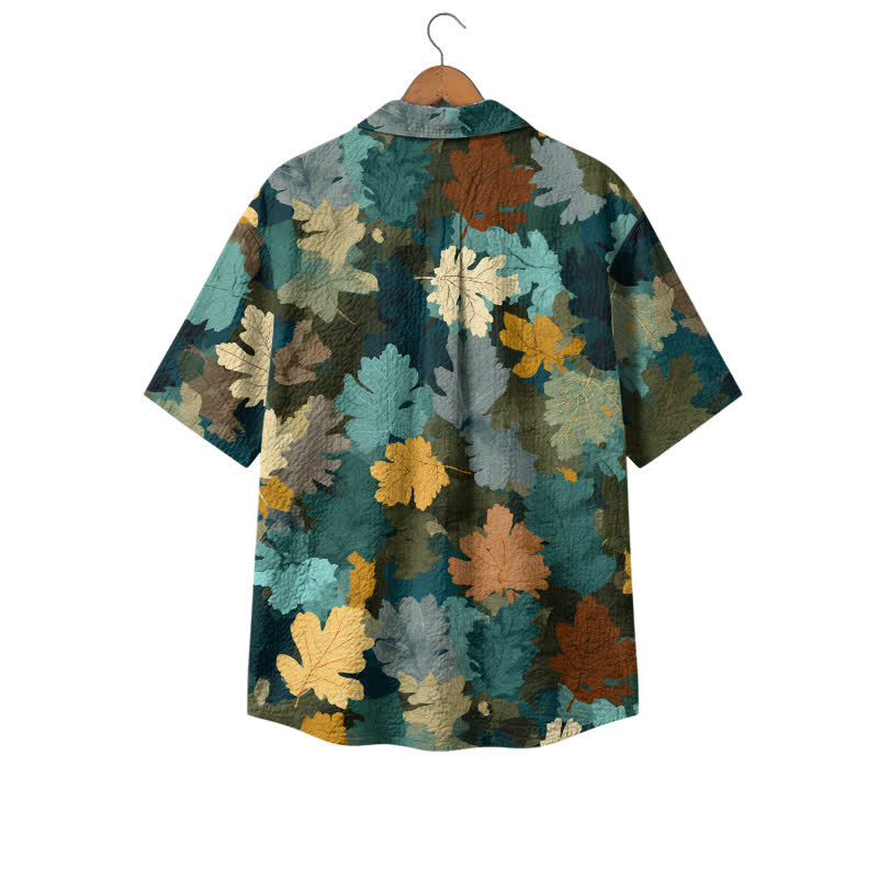 Men's Vintage Teal Leaf Pattern Short Sleeve Hawaiian Shirt - image 2