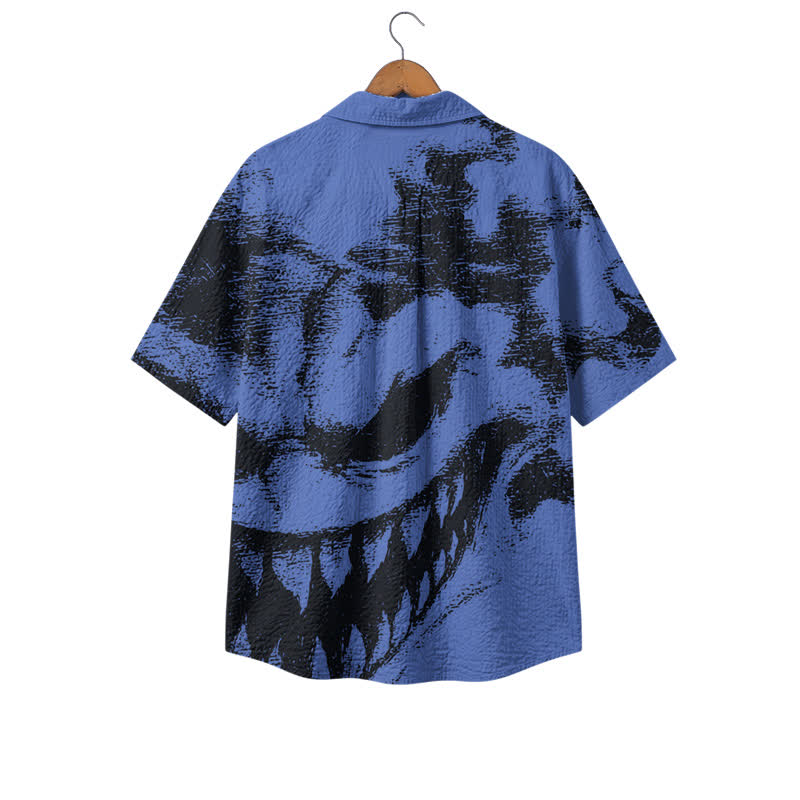 Men's Gothic Shadow Graphic Boxy Camp Collar Short Sleeve Polyester Shirt - image 2