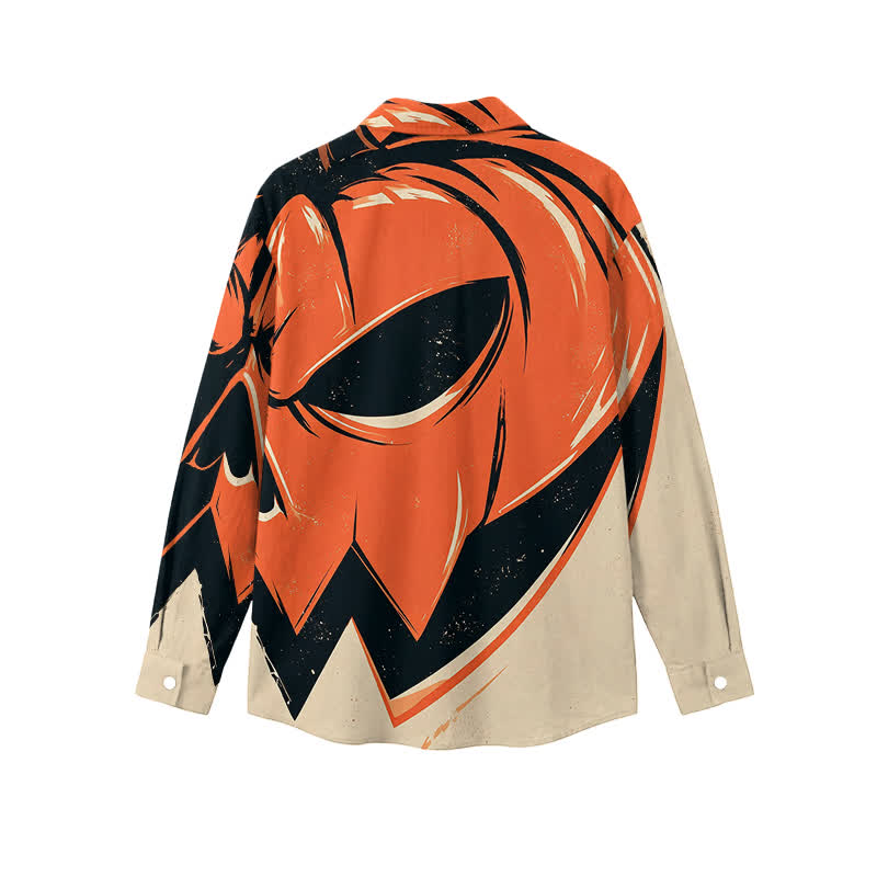 Streetwear Jack O Lantern Graphic Relaxed Fit Classic Collar Long Sleeve Shirt - image 2