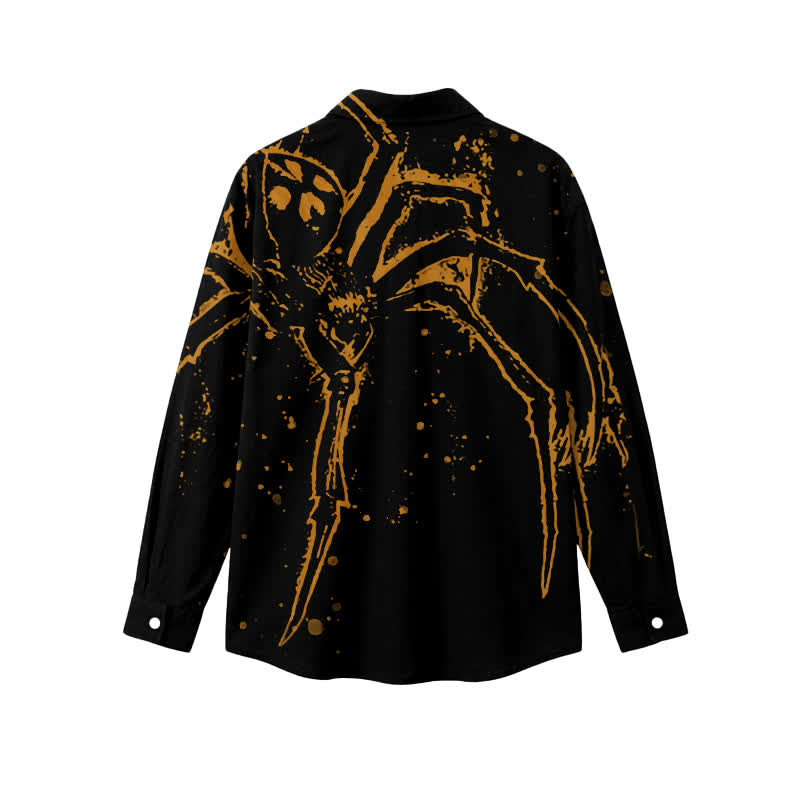 Gothic Spider Graphic Relaxed Fit Classic Collar Long Sleeve Shirt - image 2
