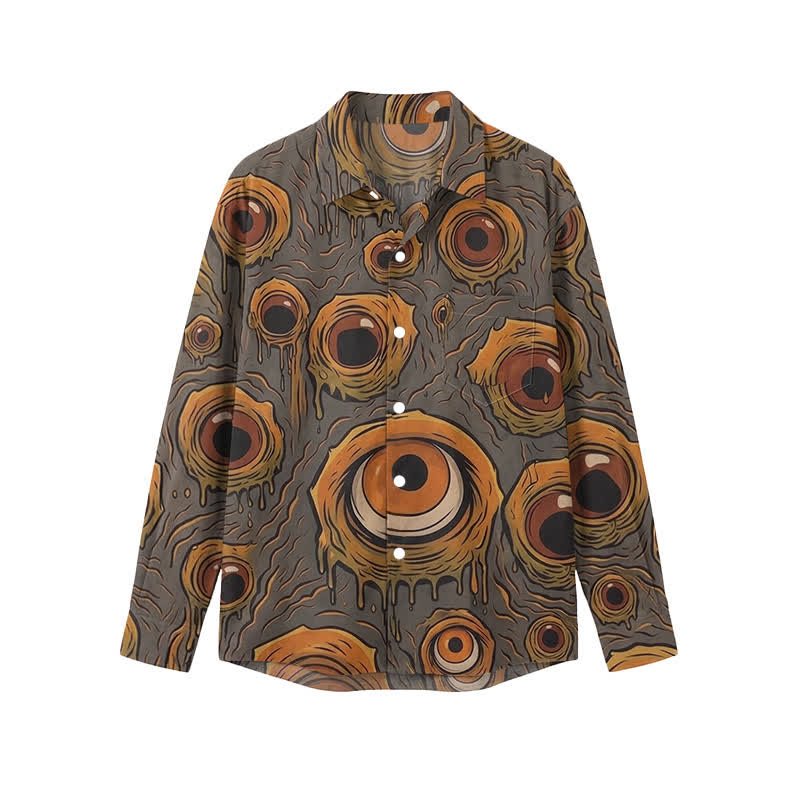  Men's Streetwear Abstract Ring Print Relaxed Fit Long Sleeve Polyester Shirt - Grey - 5XL - image 1