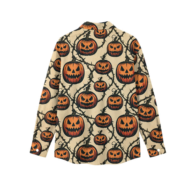 Streetwear Jack O Lantern All Over Print Relaxed Fit Classic Collar Long Sleeve Shirt - image 2
