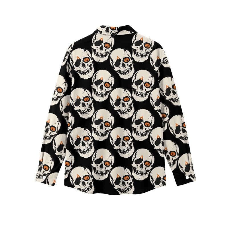 Men's Gothic Skull Print Regular Fit Classic Collar Long Sleeve Shirt - image 2