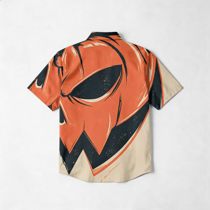 Streetwear Distressed Pumpkin Graphic Cuban Collar Short Sleeve Shirt - image 2