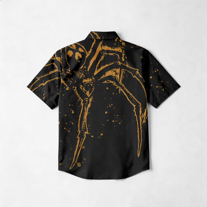 Streetwear Gold Splatter Relaxed Fit Camp Collar Short Sleeve Shirt - image 2