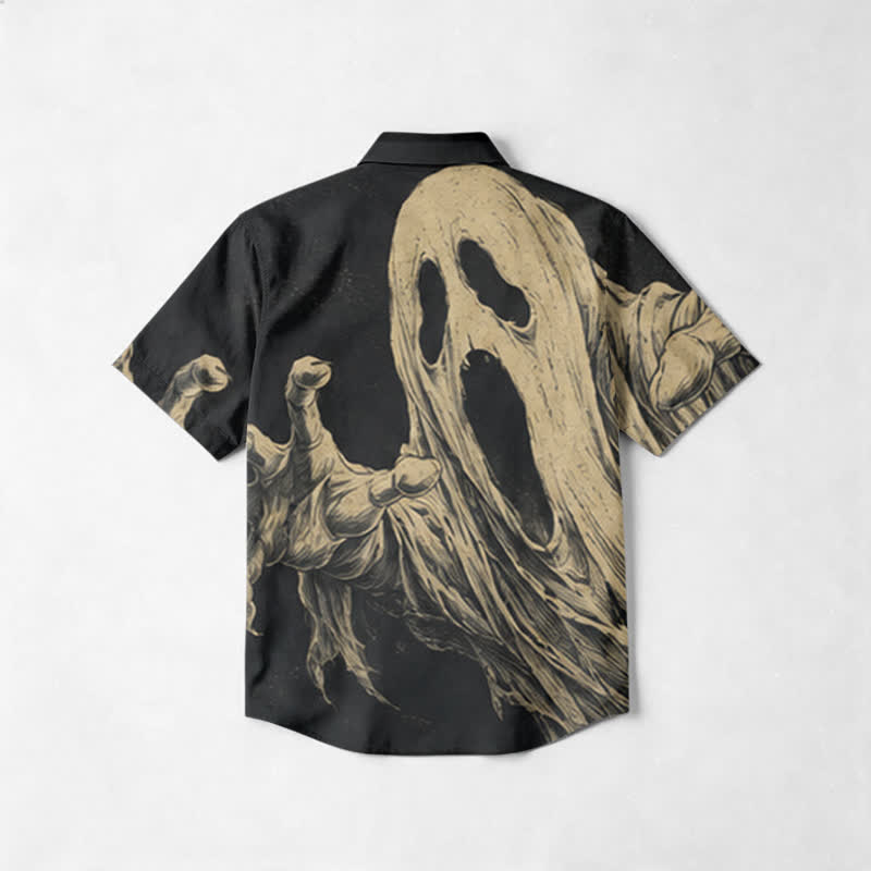 Gothic Ghost Hand Relaxed Fit Cuban Collar Short Sleeve Shirt - image 2
