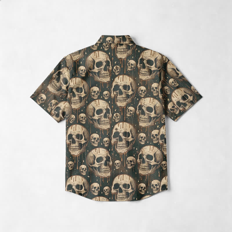 Punk Skull Print Relaxed Fit Cuban Collar Short Sleeve Shirt - image 2