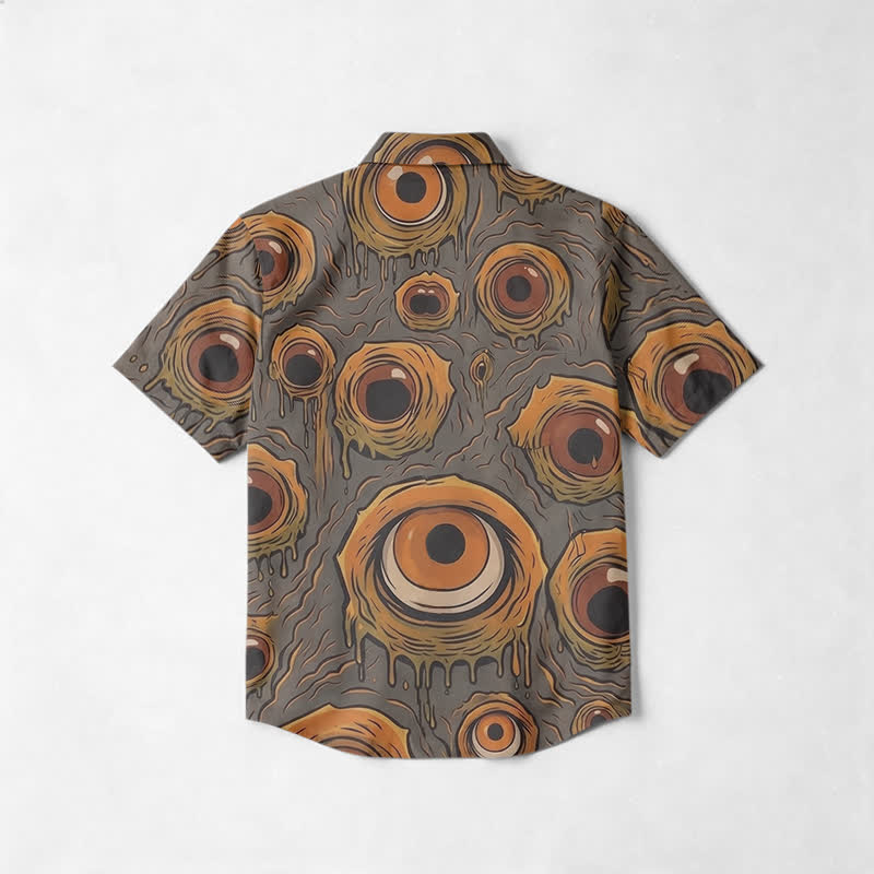 Streetwear Dripping Eye Print Relaxed Lapel Collar Short Sleeve Shirt - image 2