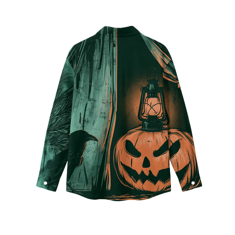 Vintage Pumpkin Lantern Classic Collar Men's Long Sleeve Shirt - image 2
