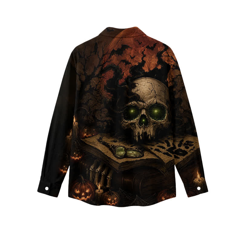 Gothic Cracked Skull Button-Up Men's Long Sleeve Shirt - image 2