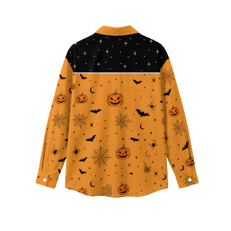 Casual Jack O Lantern Web Print Straight Cut Turn-Down Collar Men's Long Sleeve Shirt - image 2