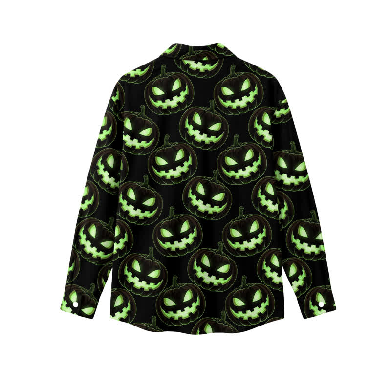 Casual Neon Jack O Lantern All Over Print Men's Long Sleeve Shirt - image 2