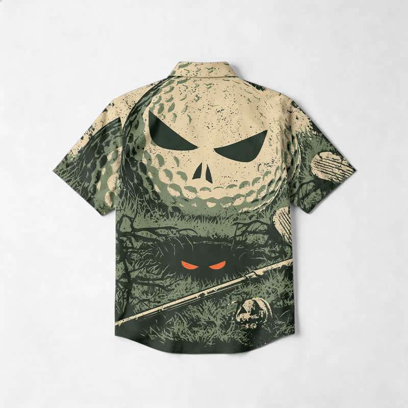 Streetwear Skull Graphic Short Sleeve Cotton Lapel Shirt - image 2