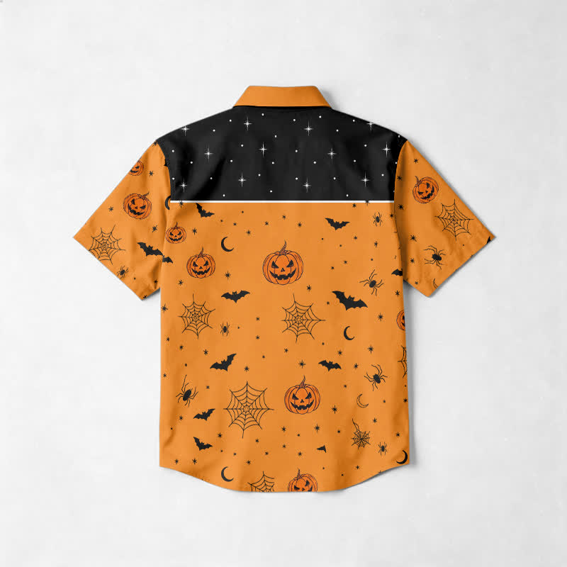Western Jack O Lantern Print Short Sleeve Lapel Shirt - image 2