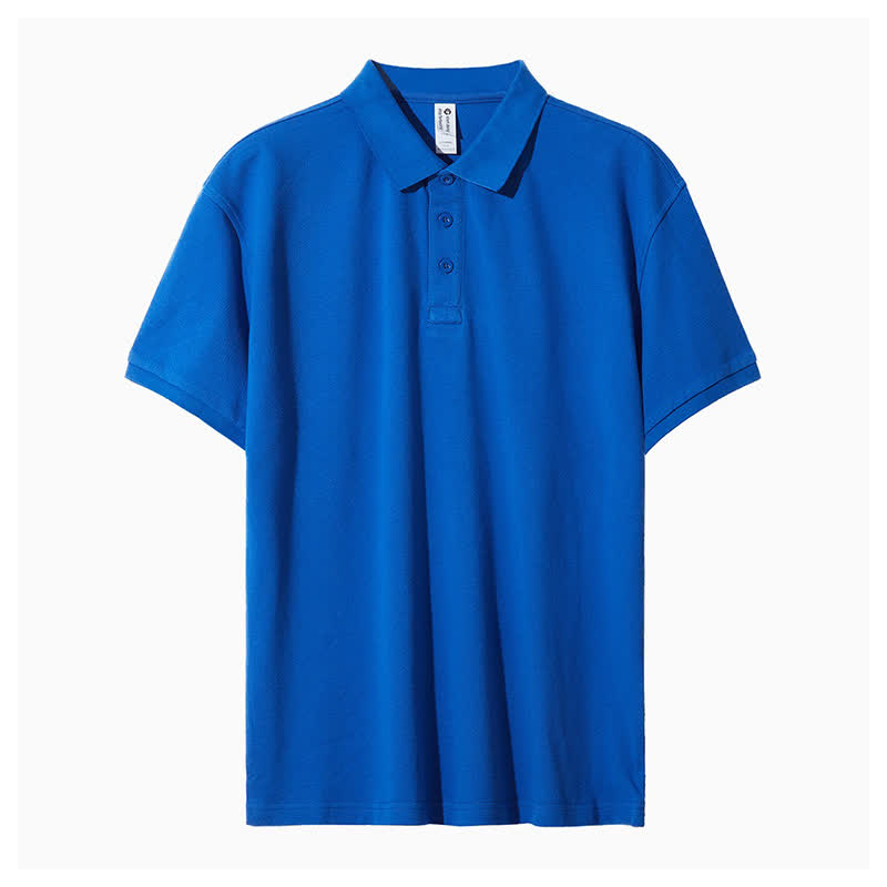 Men’s Casual Solid Color Simple Polo Shirt - Dark Blue - 4XL - image 1