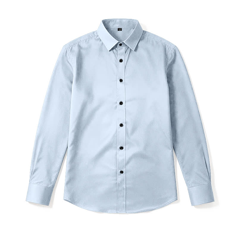 Men's Solid Color Long Sleeve Dress Shirt - Sky Blue - 48 - image 2