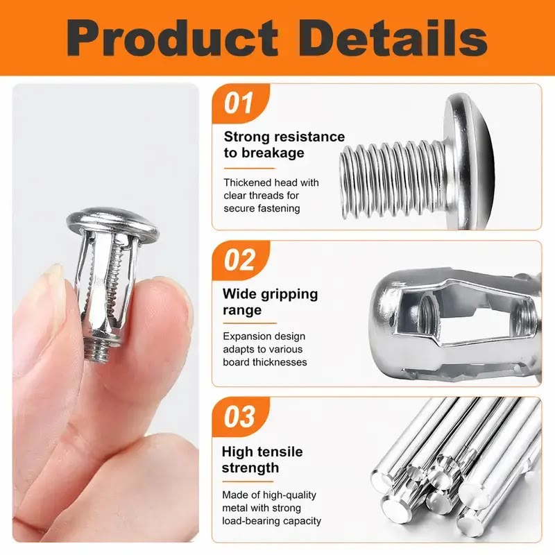 30Pcs/90Pcs Heavy-Duty Carbon Steel Button Rivet Locking Nuts Set - image 4