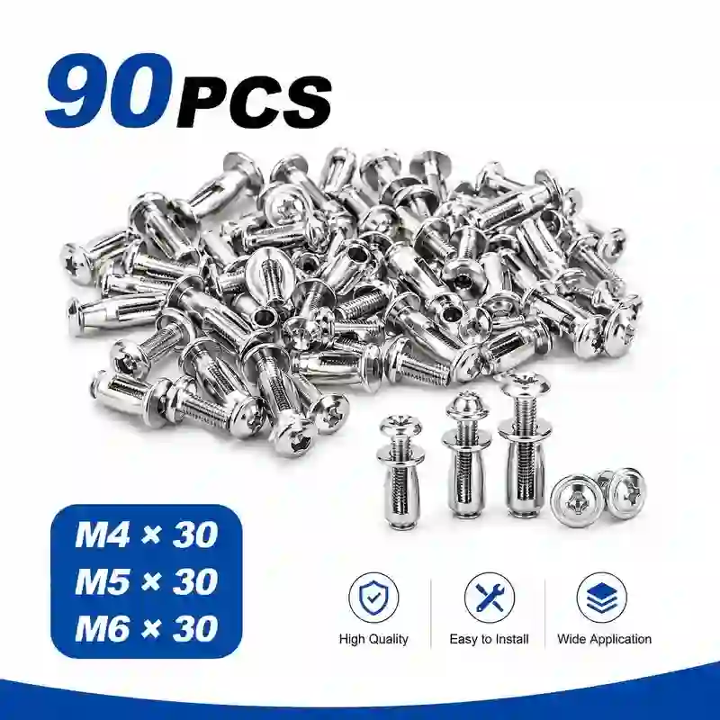 30Pcs/90Pcs Heavy-Duty Carbon Steel Button Rivet Locking Nuts Set - 90PCS - image 2