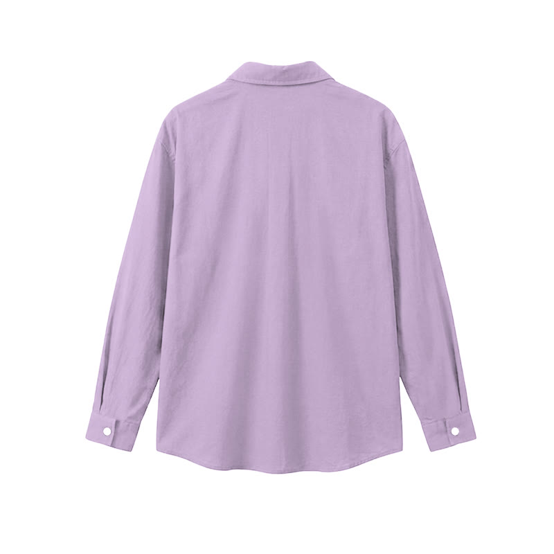 Minimalist Lavender Solid Straight Cut Classic Collar Men's Long Sleeve Shirt - image 2